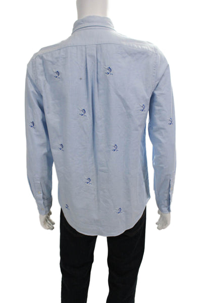Vineyard Vines Mens Button Front Swordfish Collared Shirt Blue Size Medium