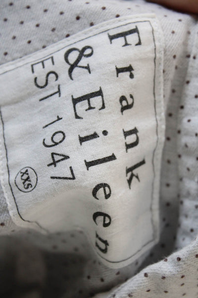 Frank & Eileen Womens Cotton Polka Dot Button Down Shirt Gray Size XXS