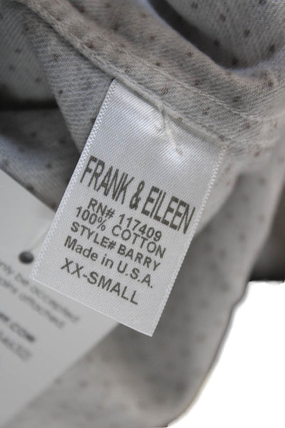Frank & Eileen Womens Cotton Polka Dot Button Down Shirt Gray Size XXS