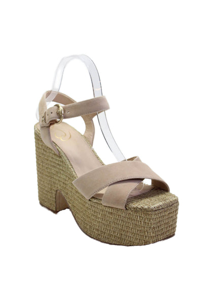 Sam Edelman Womens Platform Block Heel Sandals Beige Size 8.5