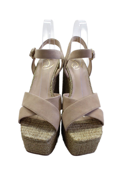 Sam Edelman Womens Platform Block Heel Sandals Beige Size 8.5