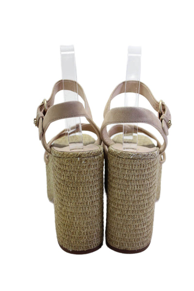 Sam Edelman Womens Platform Block Heel Sandals Beige Size 8.5