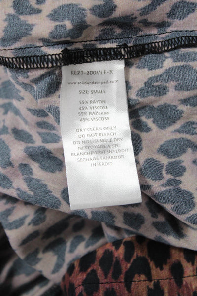 Solid & Striped Womens Animal Print Collar Button Down Shirt Brown Size Small