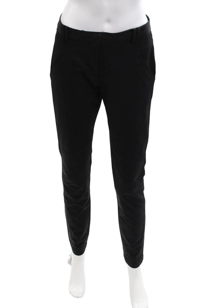 Rebecca Minkoff Womens Textured Zip Button Slim Leg Pants Blacks Size 04