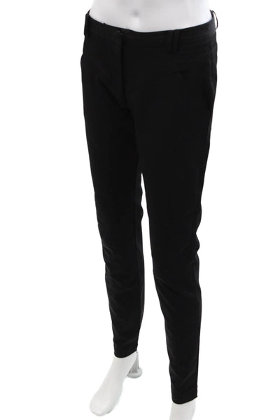 Rebecca Minkoff Womens Textured Zip Button Slim Leg Pants Blacks Size 04