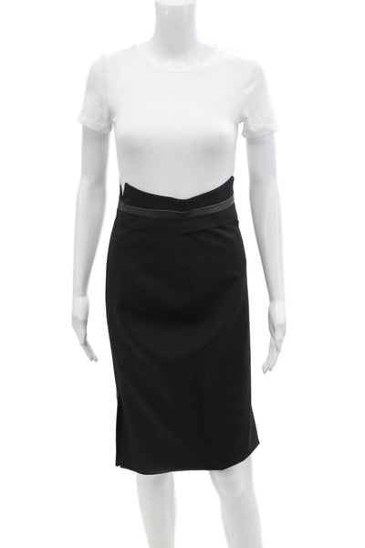 Karen Millen Womens Textured Lined Slit Midi Skirt Black Size 02