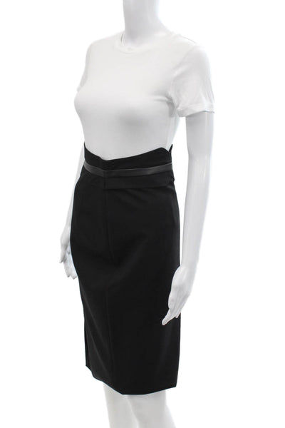 Karen Millen Womens Textured Lined Slit Midi Skirt Black Size 02