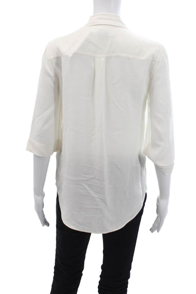 Equipment Femme Womens Textured Long Sleeve Button Blouse White Size XS