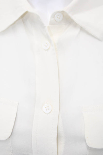 Equipment Femme Womens Textured Long Sleeve Button Blouse White Size XS