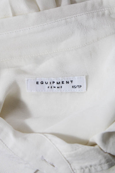 Equipment Femme Womens Textured Long Sleeve Button Blouse White Size XS
