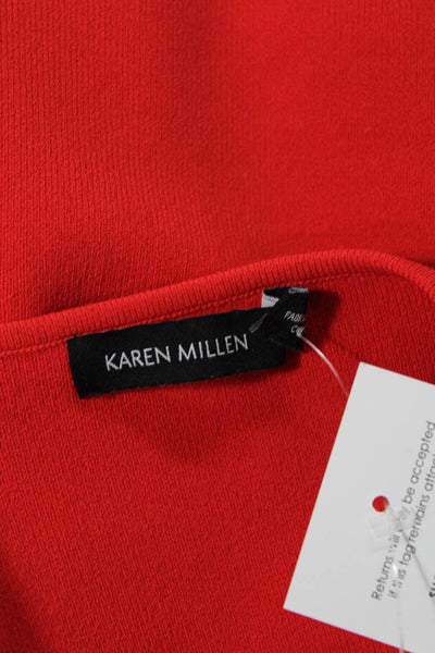 Karen Millen Womens Textured Scoop Neck Long Sleeve Blouse Red Size XS