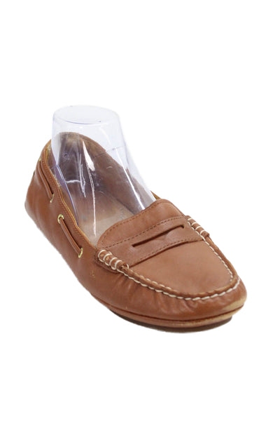 Sperry Womens Textured Lined Slip On Gold Tone Hardware Oxfords Brown Size 8.5