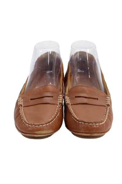 Sperry Womens Textured Lined Slip On Gold Tone Hardware Oxfords Brown Size 8.5