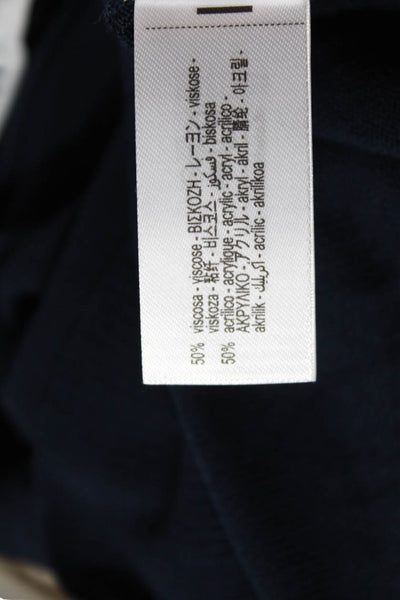 Zara Womens Textured Long Sleeve Round Neck Knit Top Navy Size S