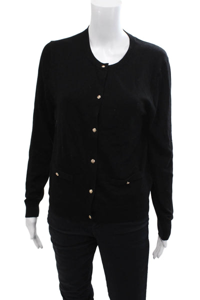 Zara Womens Textured Long Sleeve Button knit Cardigan Black Size L