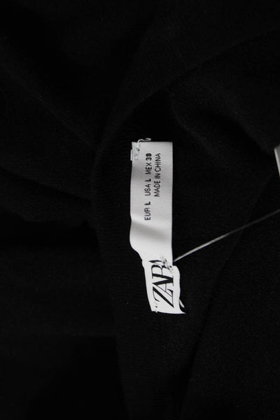 Zara Womens Textured Long Sleeve Button knit Cardigan Black Size L