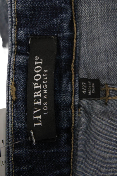 Liverpool Los Angeles Womens Cotton Zip Button Slim Leg Jeans Blue Size 04