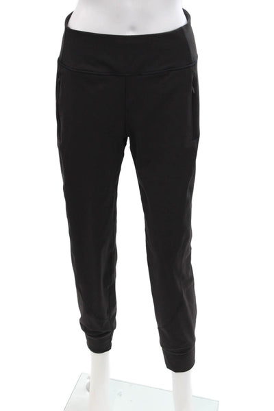 Athleta Womens Textured Lined Cuff Bottom Lined Athletic Leggings Black Size S