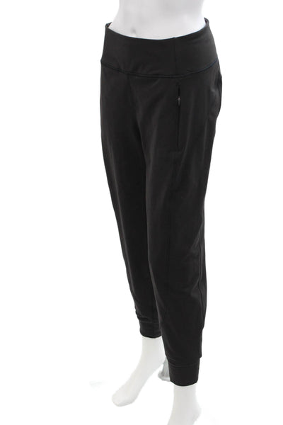 Athleta Womens Textured Lined Cuff Bottom Lined Athletic Leggings Black Size S