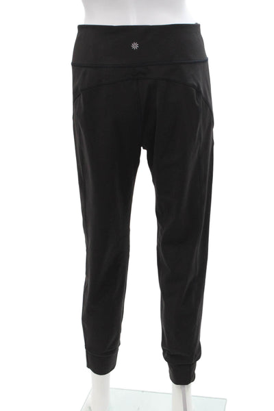 Athleta Womens Textured Lined Cuff Bottom Lined Athletic Leggings Black Size S