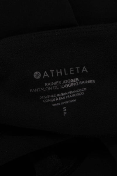 Athleta Womens Textured Lined Cuff Bottom Lined Athletic Leggings Black Size S