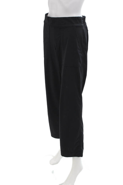Athleta Womens Textured Wide Leg Lined Pants Black Size 02