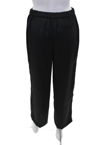 Theory Womens High Elastic Waist Straight Leg Pants Black Size 0