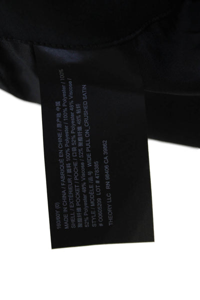 Theory Womens High Elastic Waist Straight Leg Pants Black Size 0