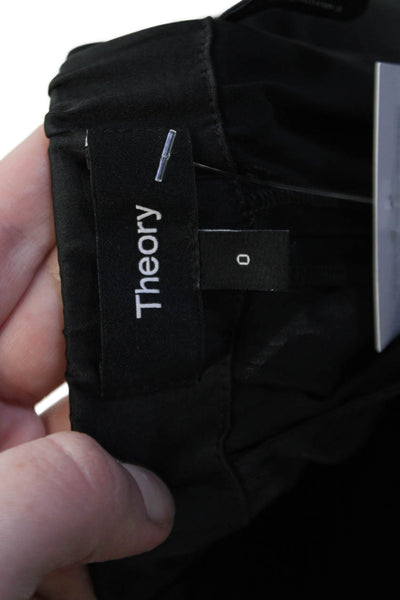 Theory Womens High Elastic Waist Straight Leg Pants Black Size 0