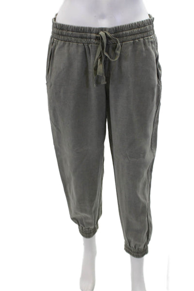 Bella Dahl Womens Drawstring High Rise Cuff Ankle Jogger Pants Green Size S