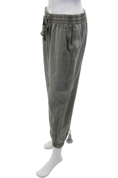 Bella Dahl Womens Drawstring High Rise Cuff Ankle Jogger Pants Green Size S
