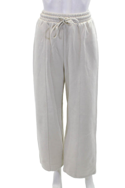Zara Womens Cotton Wide Leg Elastic Drawstring Waist Sweatpants Beige Size XS