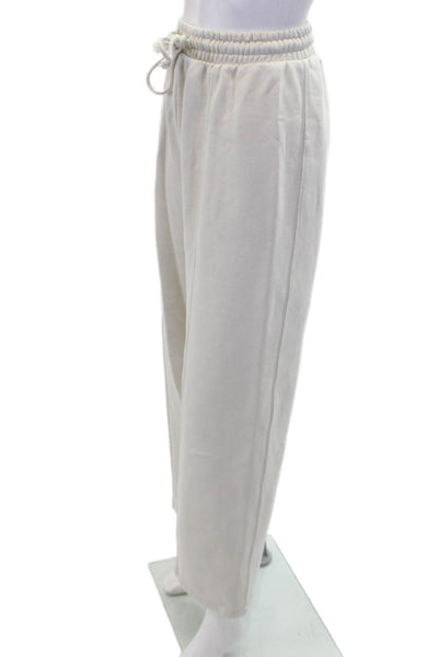 Zara Womens Cotton Wide Leg Elastic Drawstring Waist Sweatpants Beige Size XS