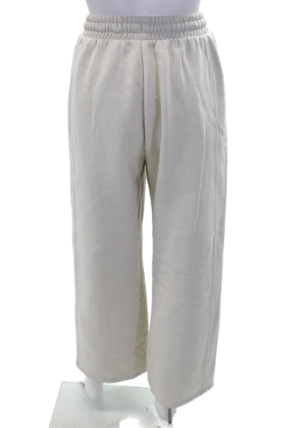 Zara Womens Cotton Wide Leg Elastic Drawstring Waist Sweatpants Beige Size XS