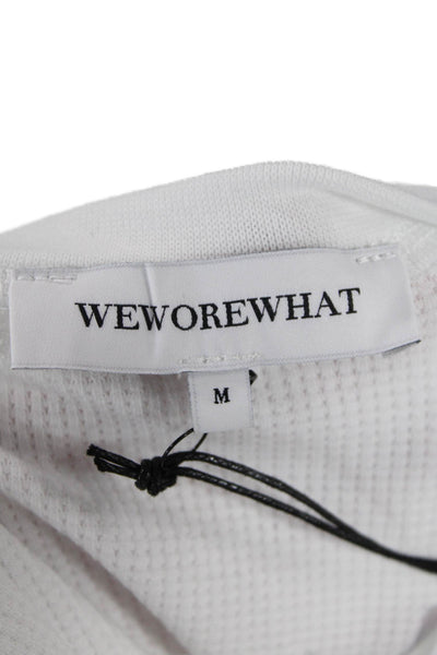 We Wore What Womens Short Sleeves Bodysuit Blouse White Cotton Size Medium