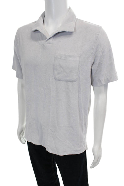 Vince Mens Short Sleeves Polo Shirt Powder Blue Cotton Size Small
