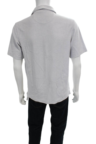 Vince Mens Short Sleeves Polo Shirt Powder Blue Cotton Size Small