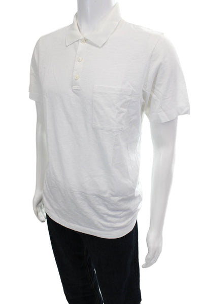 Theory Mens Crew Neck Short Sleeves Polo Shirt White Cotton Size Small