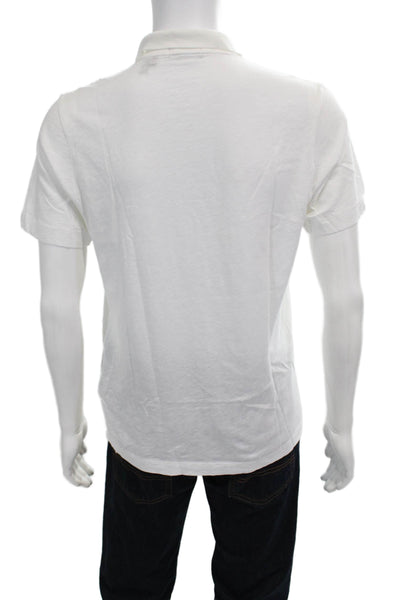 Theory Mens Crew Neck Short Sleeves Polo Shirt White Cotton Size Small