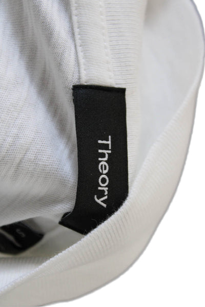 Theory Mens Crew Neck Short Sleeves Polo Shirt White Cotton Size Small