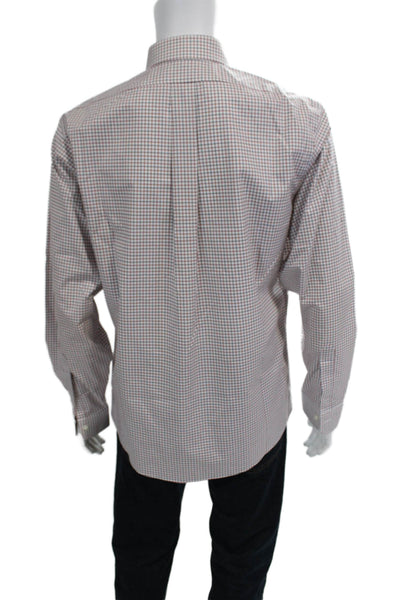 Brooks Brothers Mens Cotton Grid Print Button Up Shirt Red Size 16-35