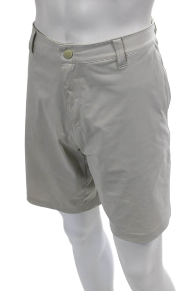 Rhone Mens Solid Four Pocket Snap Closure Chino Shorts Beige Size 36