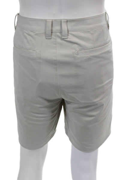 Rhone Mens Solid Four Pocket Snap Closure Chino Shorts Beige Size 36