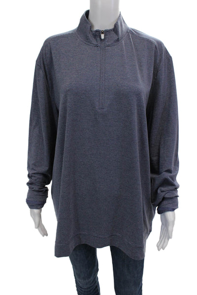 Johnnie-o Mens Striped High Neck Quarter Zip Sweatshirt Navy Size XL