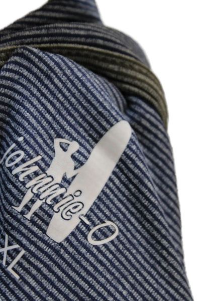 Johnnie-o Mens Striped High Neck Quarter Zip Sweatshirt Navy Size XL