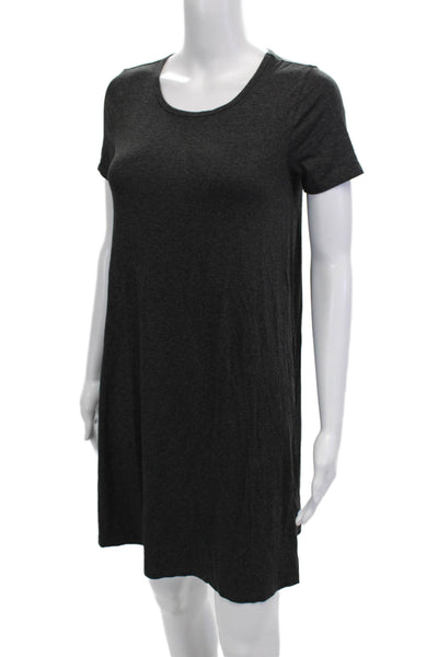 Madewell Womens Solid Stretch Short Sleeve T-Shirt Dress Gray Size XS