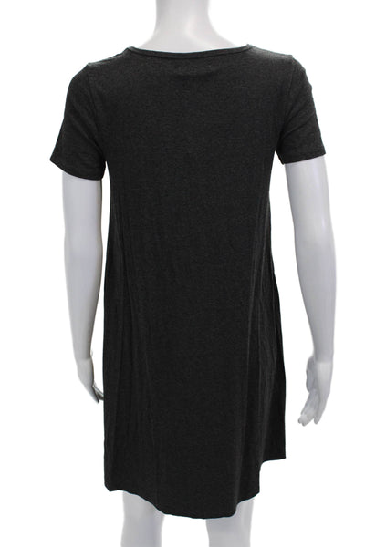 Madewell Womens Solid Stretch Short Sleeve T-Shirt Dress Gray Size XS