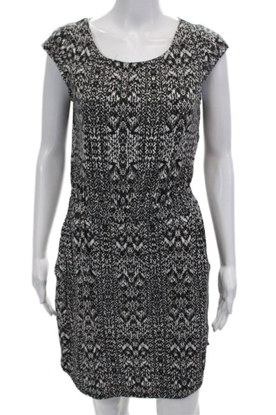 Athleta Womens Abstract Round Neck Sleeveless Dress Black Size XSP