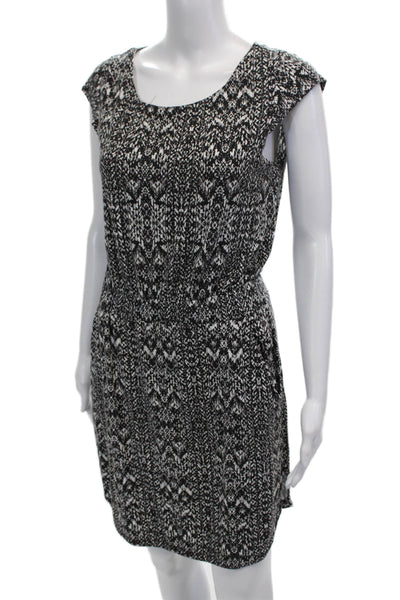 Athleta Womens Abstract Round Neck Sleeveless Dress Black Size XSP