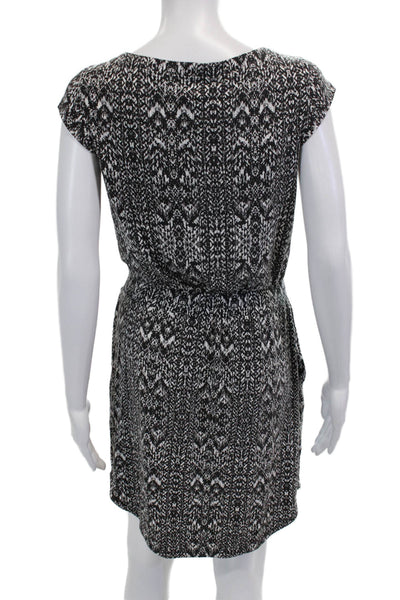 Athleta Womens Abstract Round Neck Sleeveless Dress Black Size XSP
